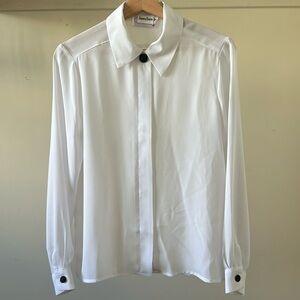 Vintage new Neiman Marcus Oberon semi-sheer button down relaxed fit blouse top
